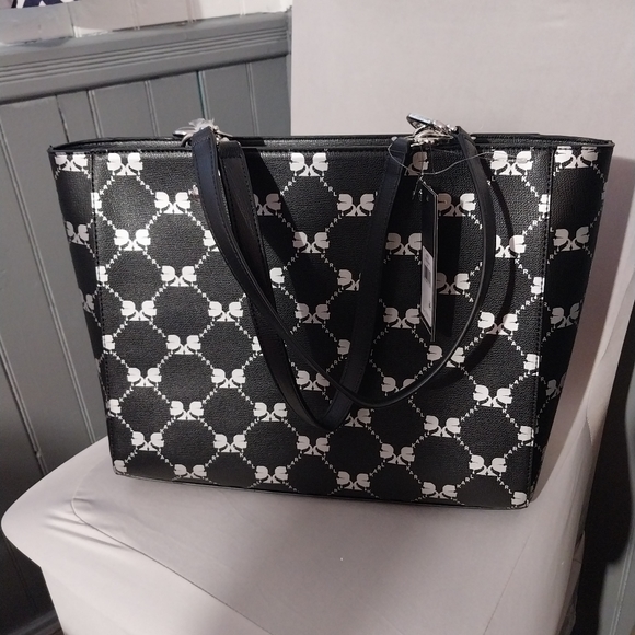 Karl Lagerfeld Paris Womens Leather Adele Tote Bag w/Charms - Picture 2 of 8